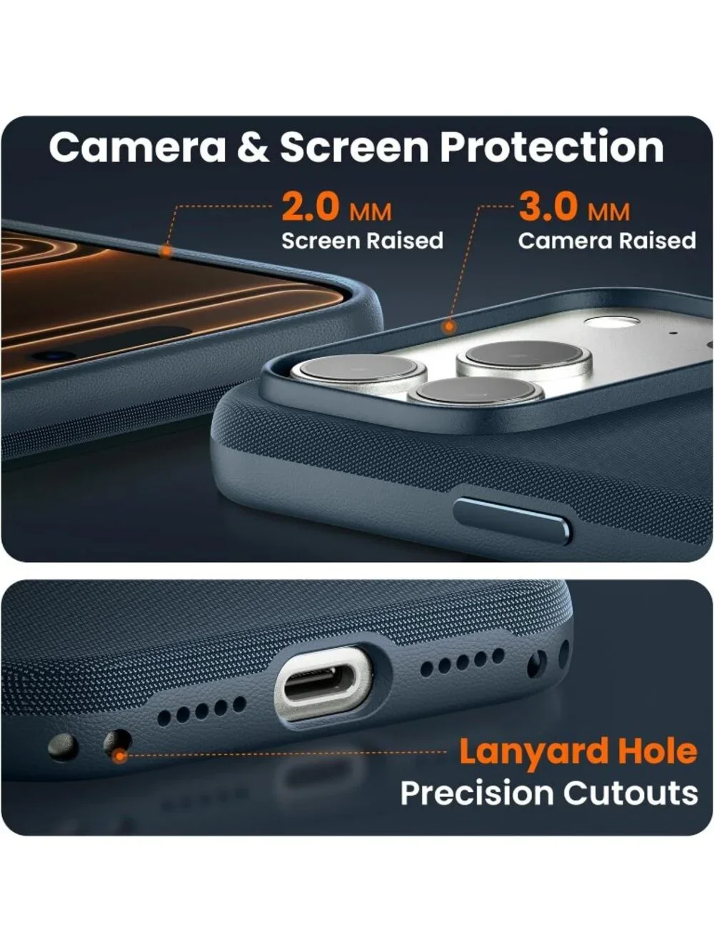 iPhone 17 Pro Max Blue Techwoven Drop Protection Shockproof Skin-Friendly Case